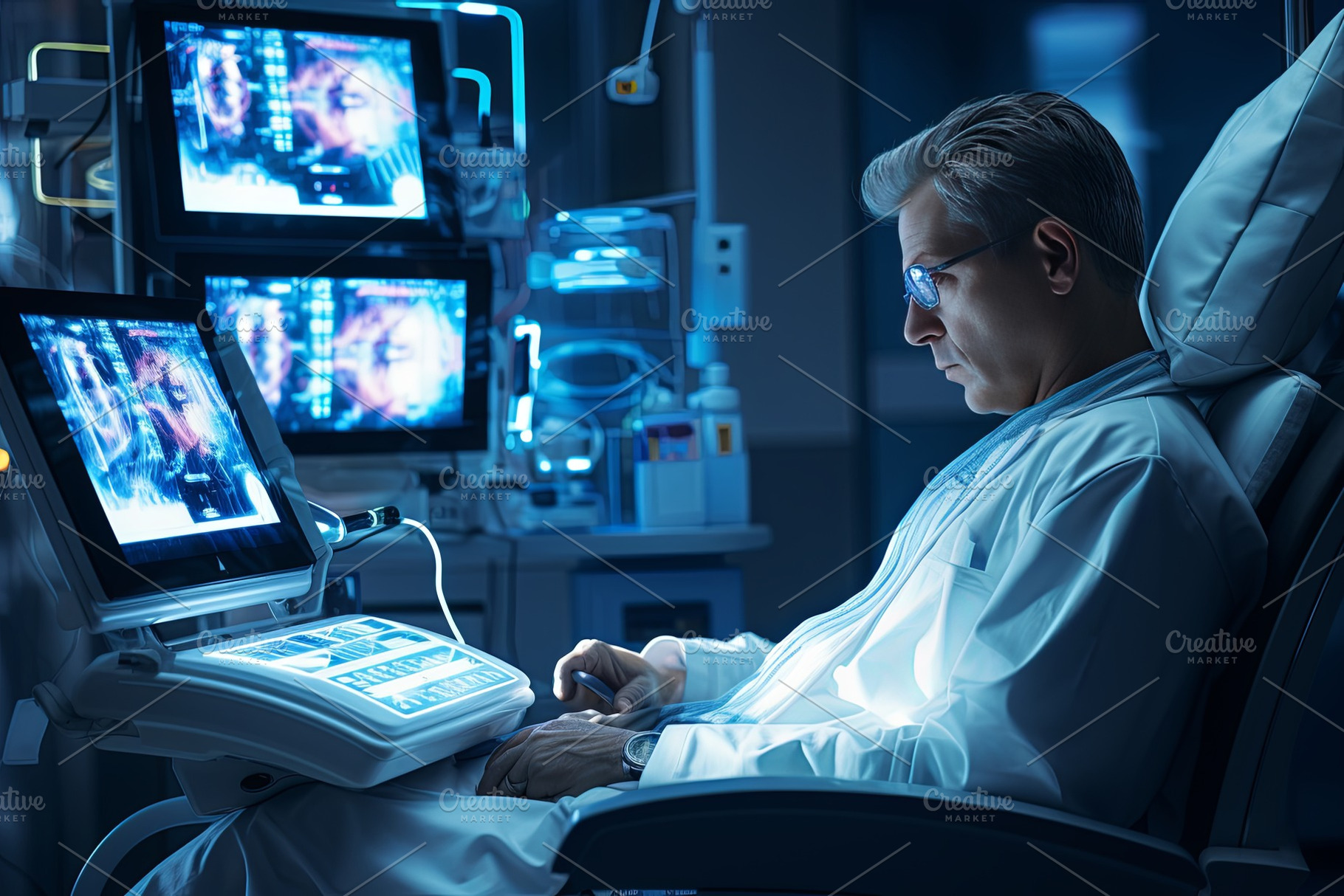 Doctor using digital devices with to, an Abstract Photo by Pixeness