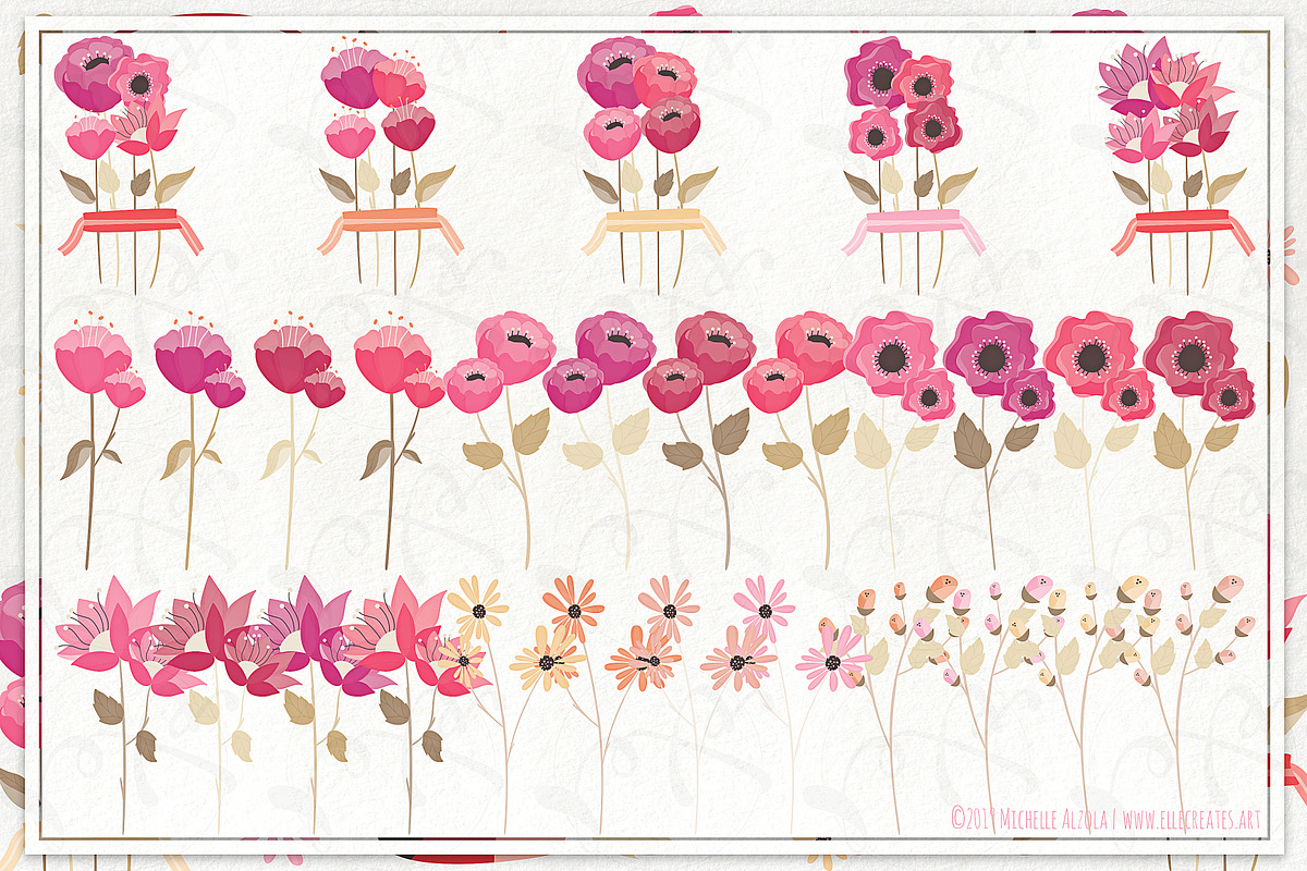 Springtime 03 - Red and Pink Vector, an Illustration by Michelle Alzola (Photo 3 of 5)