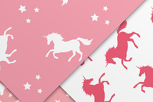 Unicorn Seamless Patterns Set