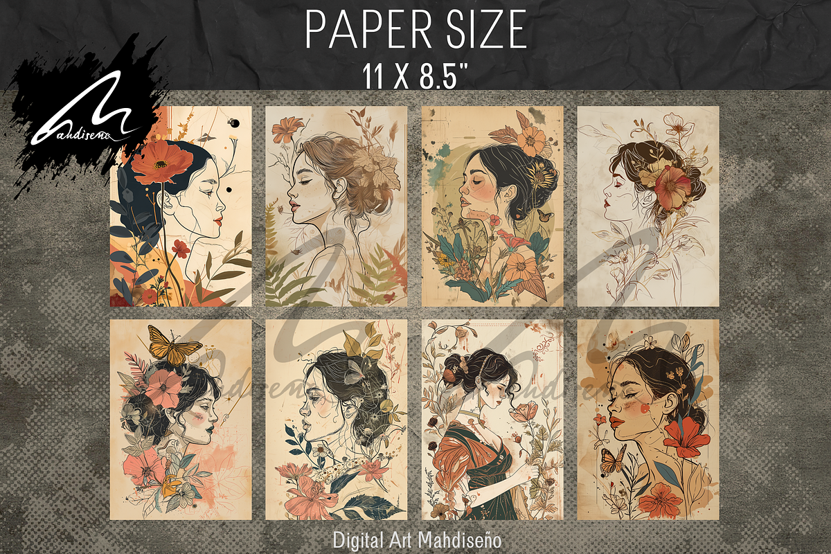8 Charming Line Art Portraits, a Person Illustration by Digital Art Mahdiseño (Photo 12 of 27)