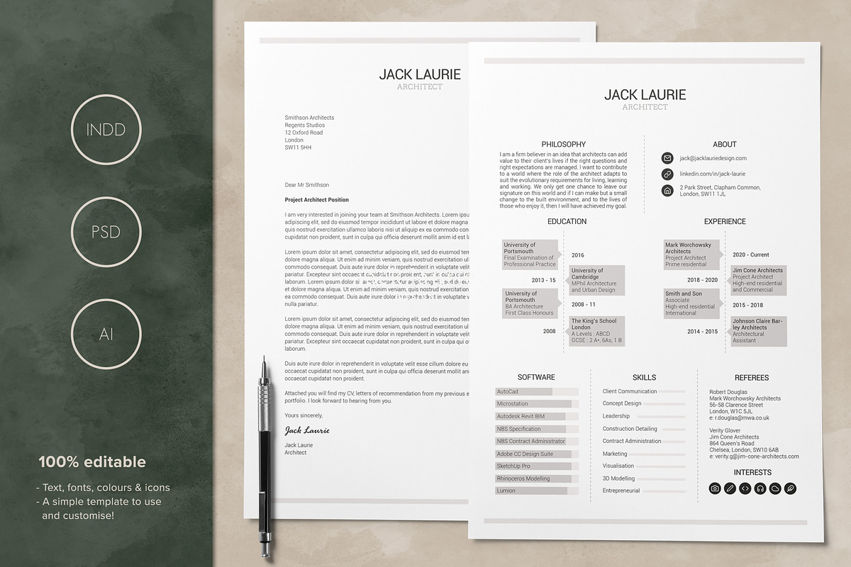 Modern Creative CV / Resume Template, a Resume Template by Jack Laurie Design (Photo 2 of 4)