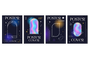 Holographic Y2K Gradient Posters