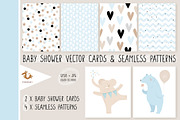 Baby Shower Vector Cards & Patterns, a Seasonal Illustration by Pokraky (Thumbnail 1 of 6)