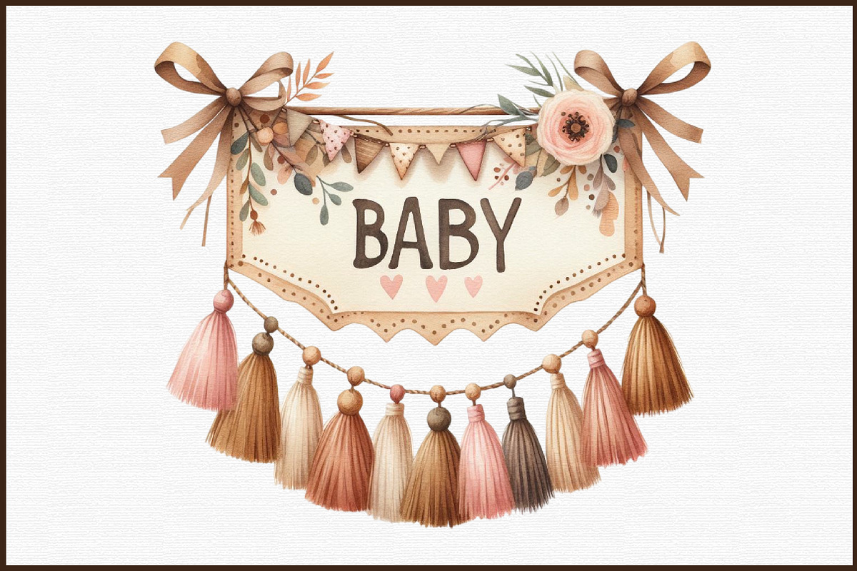 Watercolor Boho Nursery Clipart, an Illustration by Sublimation Artist (Photo 3 of 6)