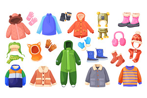 Children winter clothes. Baby kids, an Object Illustration by Stock-Smart-Start