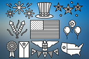 4th of July Set Outlined & Colored, an Outline Icon by DeniseUytiepo (Thumbnail 5 of 5)