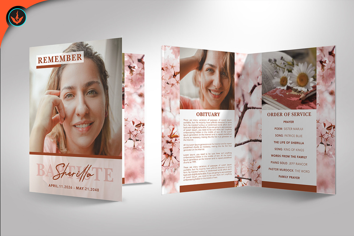 Funeral Program 06 Cherry Blossom, a Brochure Template by SeraphimChris (Photo 2 of 6)