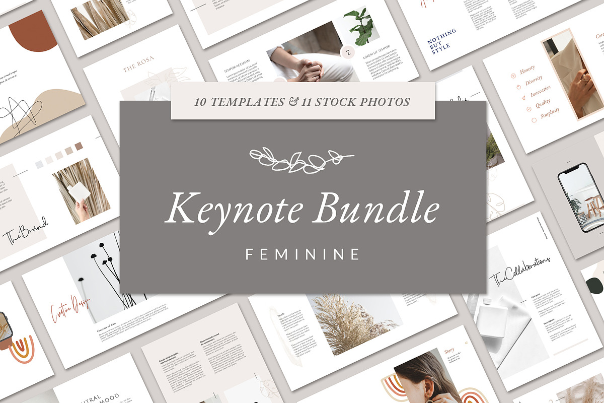 Keynote Bundle Feminine Templates, a Presentation Template by AgataCreate (Photo 1 of 14)