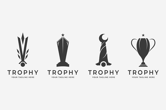 Set Bundle Simple Trophy Logo Icon