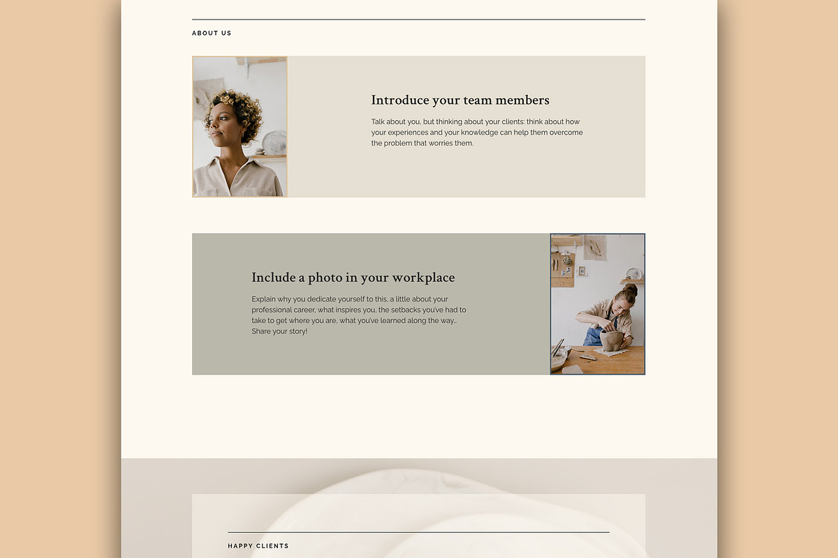 About Page Elementor Template for WP, a Websites & App Template by Eva Cogollos Studio (Photo 3 of 5)