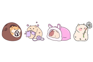 Cute kawaii hamsters set isolated on, an Animal Illustration by art PVP - market