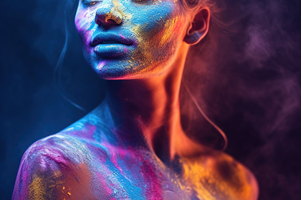girl painted with colored powder, a Beauty & Fashion Photo by Virgo Studio