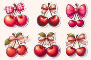 Kawaii Cherry with Bow Sticker PNG, an Illustration by Dream Creation (Thumbnail 5 of 6)