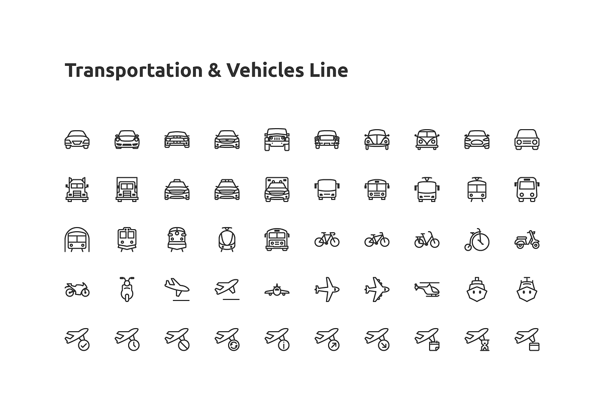50 Transportation & Vehicles Icons, an Outline Icon by Those Icons (Photo 2 of 2)