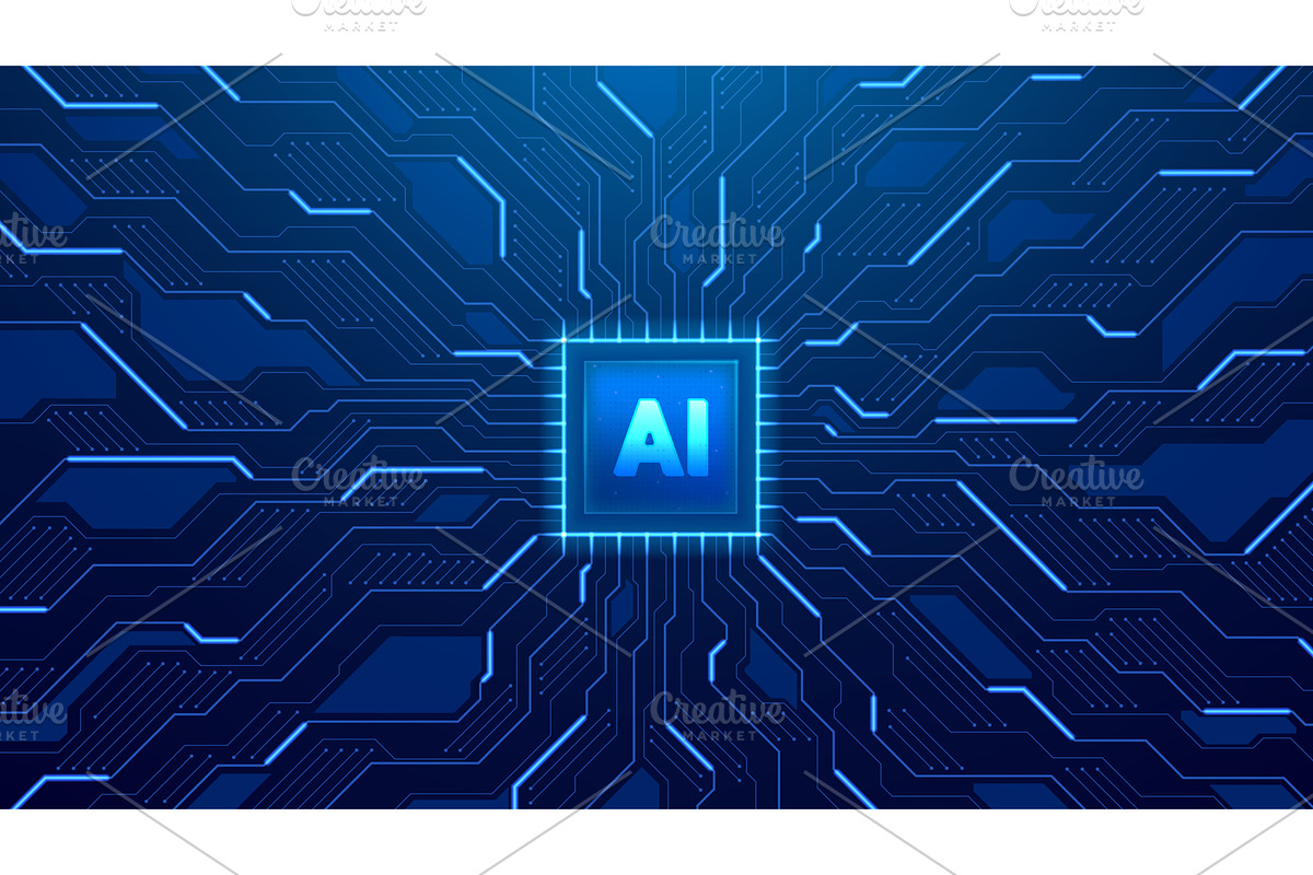 Futuristic concept of AI chip, a Technology Illustration by Andrey Yaroslavtsev