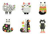 Whimsical Cat Clipart, an Illustration by CreationArt (Thumbnail 5 of 5)