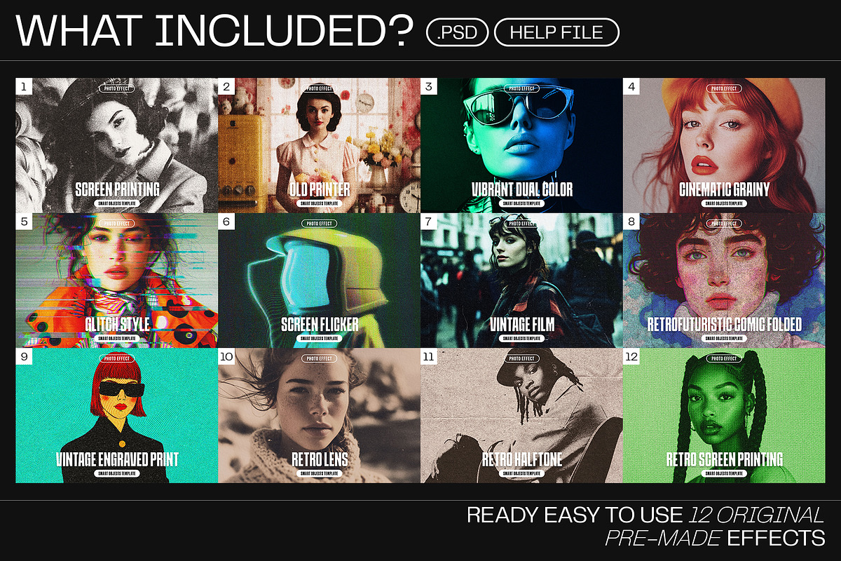 12 Photo Effect Templates, a Layer Style Add-On by iDoodle Studio ...