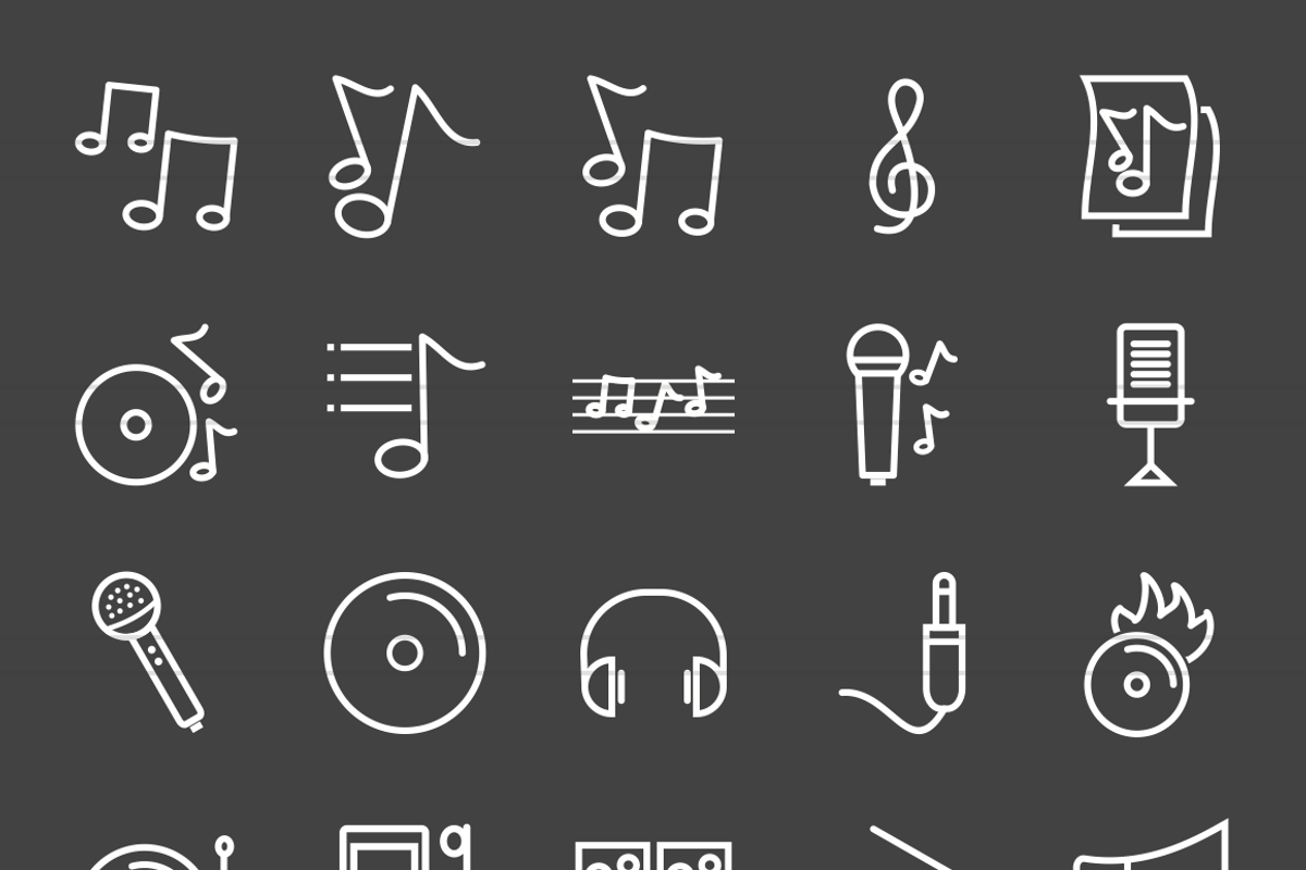 50 Music Line Inverted Icons, an Outline Icon by IconBunny (Photo 2 of 3)