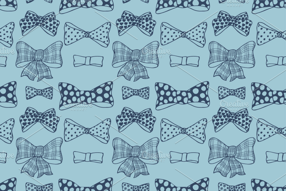 Set of bows, hand drawn patterns preview 4