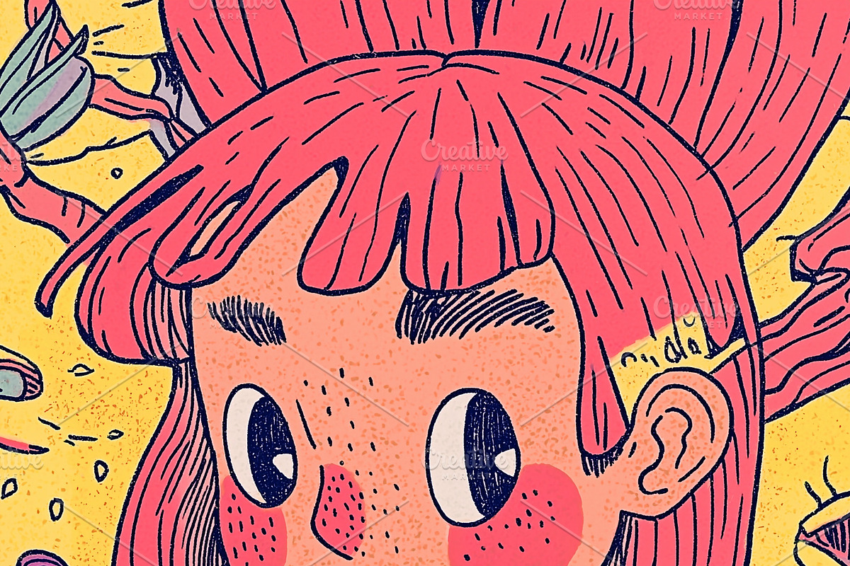 Readheaded teenage girl is sad, a Person Illustration by Sybillla