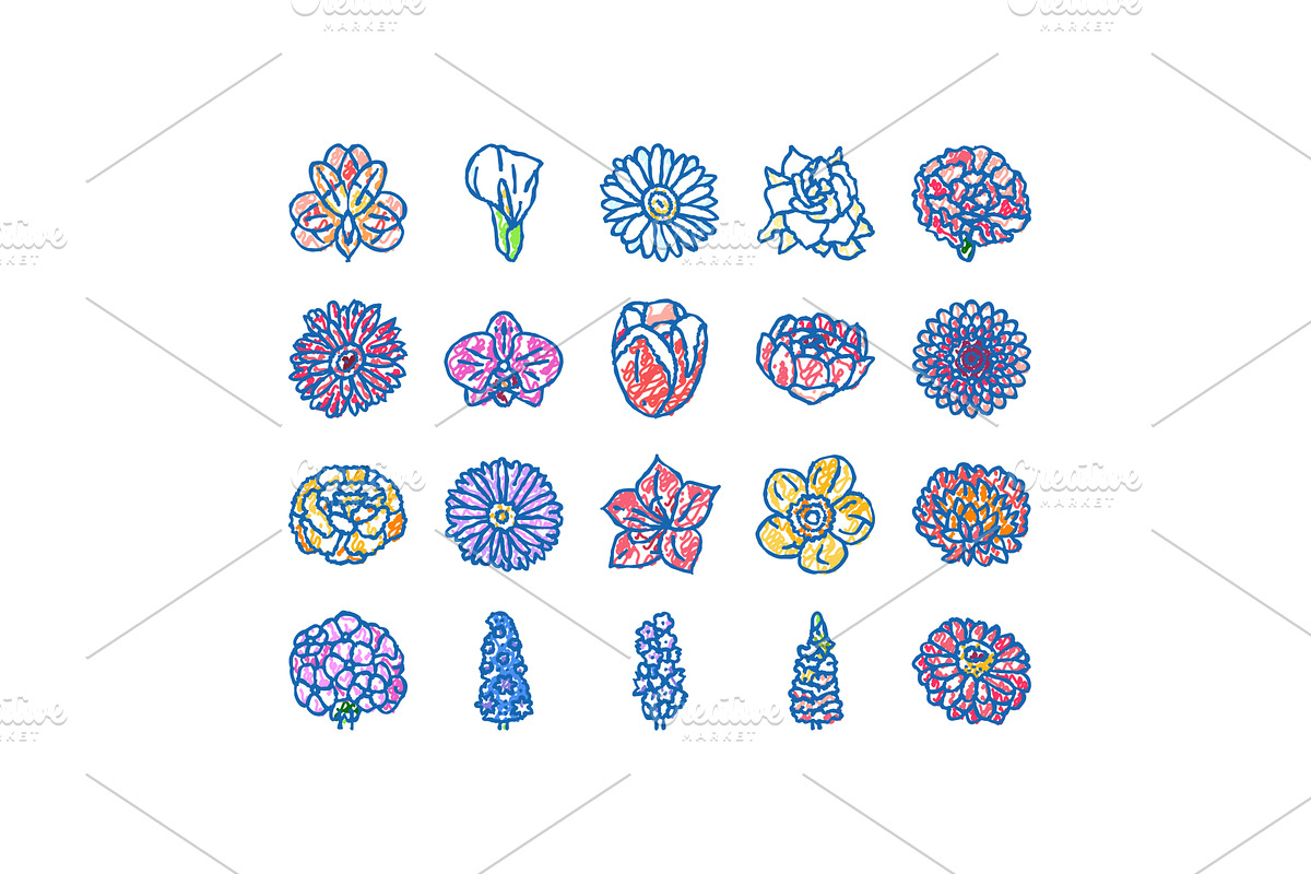 flower spring floral blossom icons, an Object Illustration by pikepicture