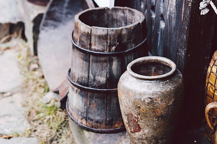 Old handmade storage vessels