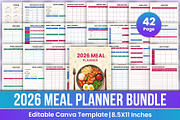 2026 Meal Planner Bundle Canva, a Stationery Template by Mustafiz (Thumbnail 1 of 5)