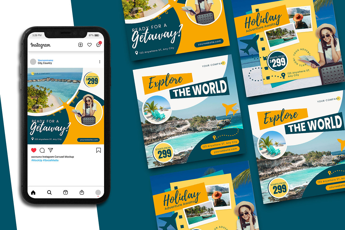 Travel Instagram Post Template, a Social Media Template by Artnivora.Std (Photo 2 of 3)