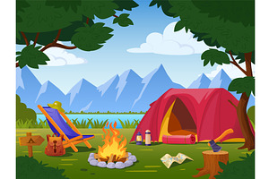 Cartoon forest camp landscape, a Sport Illustration by Stock-Smart-Start
