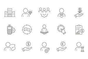 Business Strategy Line Icon Set, a Person Illustration by Gentle Studio