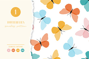 Cute Butterflies Seamless Pattern