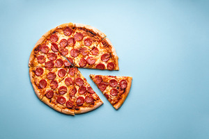 Pepperoni pizza sliced. Pizza slices