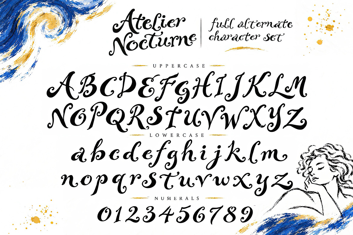 Atelier Nocturne | Artistic Font, a Handwritten Font by Ckybe's Corner