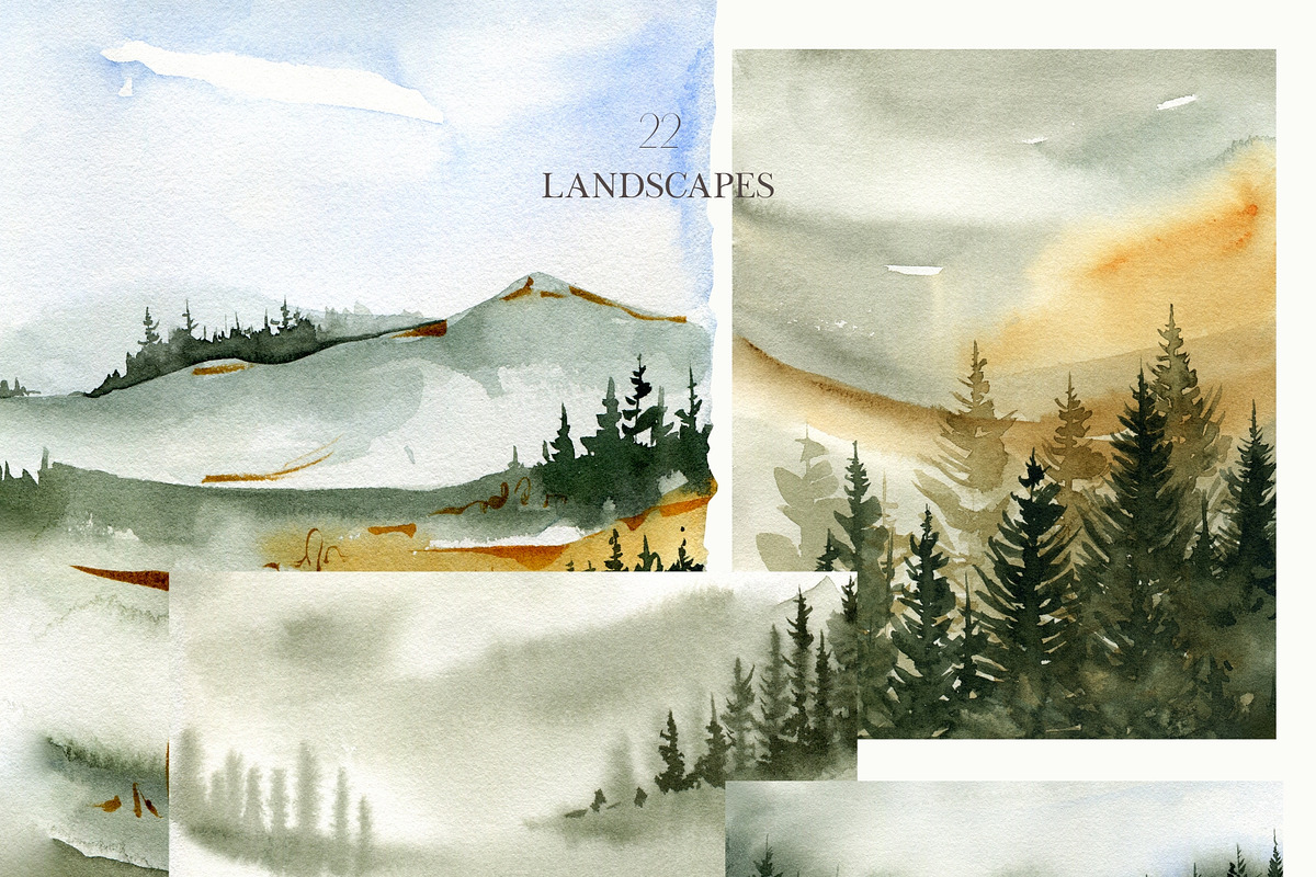 Hand Painted Watercolor Landscape, a Seasonal Illustration by ArtMaslyana (Photo 3 of 5)