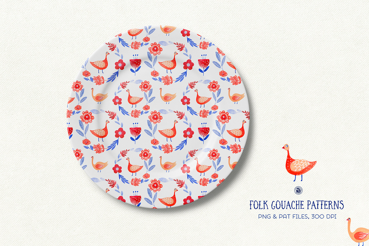 Folk Gouache Patterns, a Pattern Graphic by Webvilla Studio (Photo 4 of 7)