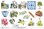 90 watercolour Greece clip art, a Seasonal Illustration by Poppy Lane Studio (Thumbnail 9 of 12)