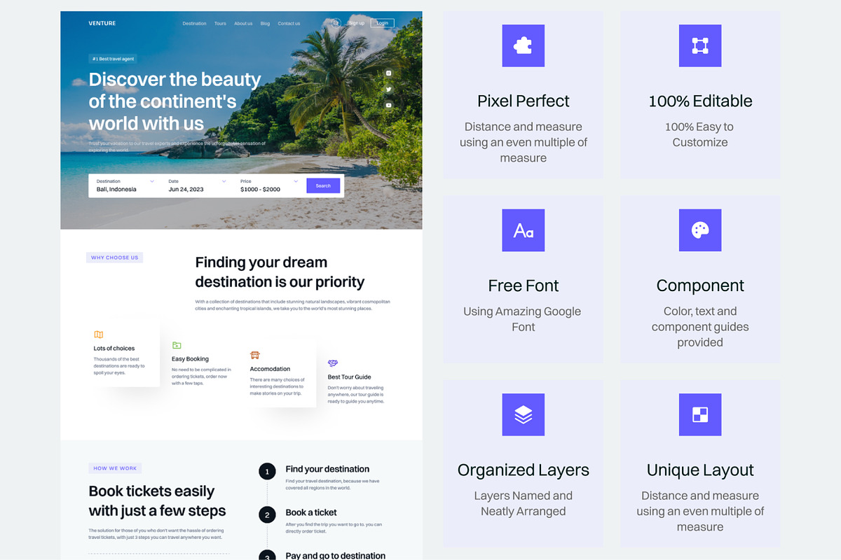 Venture - Travel Agent Website, a Landing Page Template by CreativeUI (Photo 6 of 6)