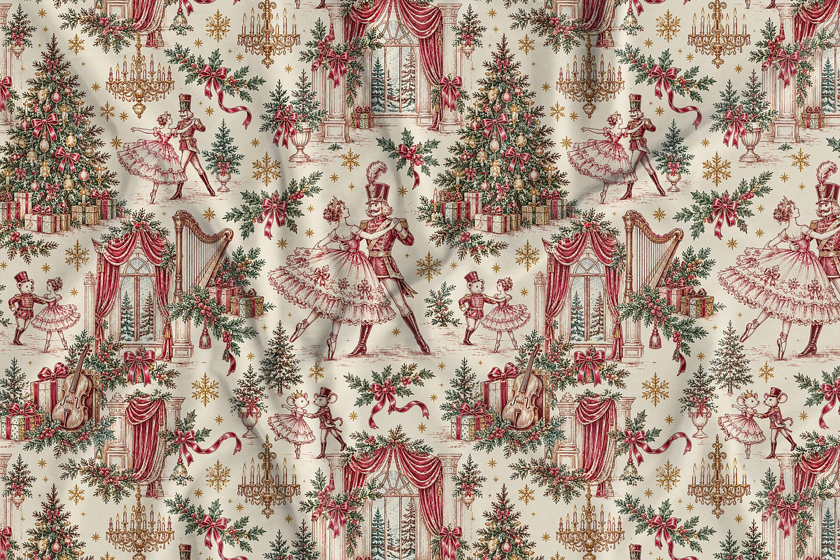 Vintage Holiday Toile Pattern Bundle, a Pattern Graphic by Olya Creative (Photo 29 of 31)