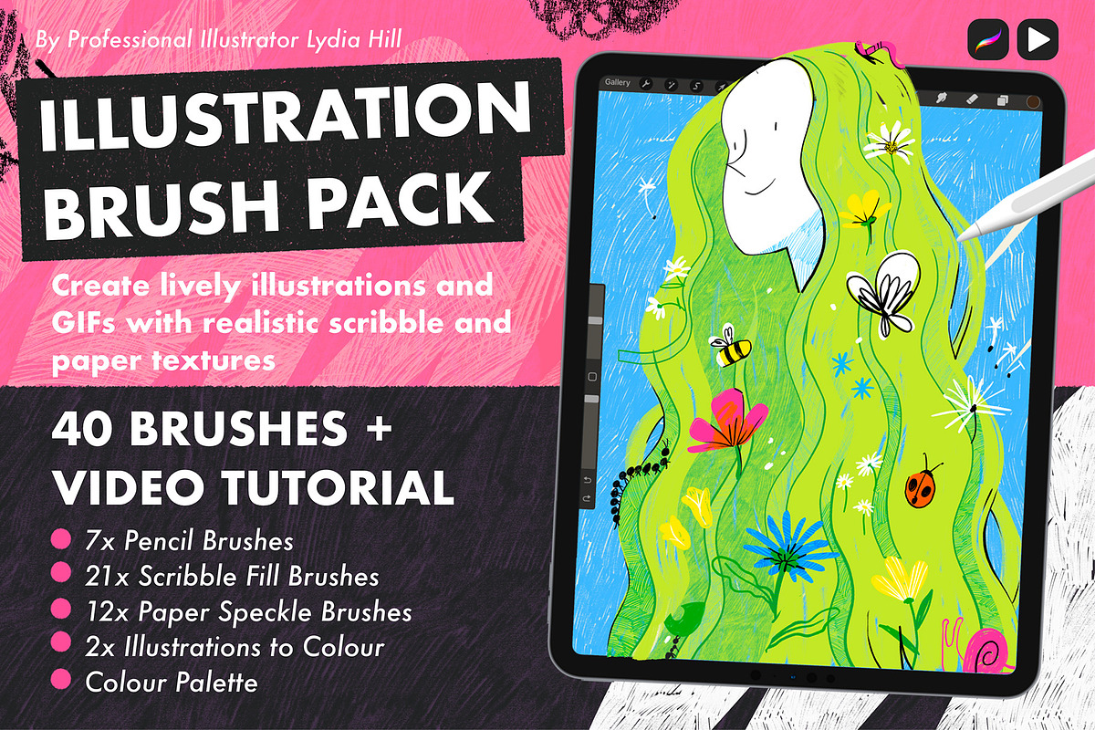 Illustration Brush Pack, a Brush Add-On by LydiahillIlustration (Photo 1 of 9)