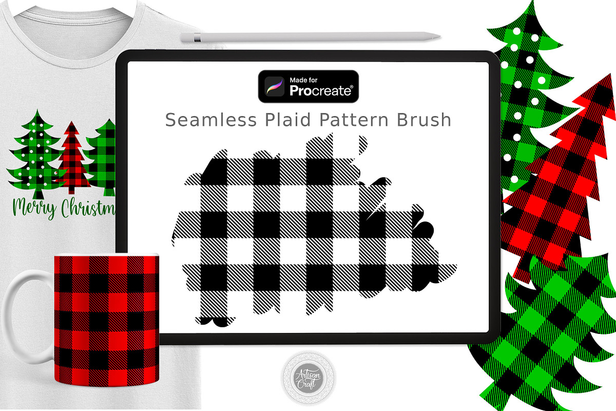 Plaid procreate brush seamless, a Brush Add-On by Artisan Craft (Photo 1 of 4)
