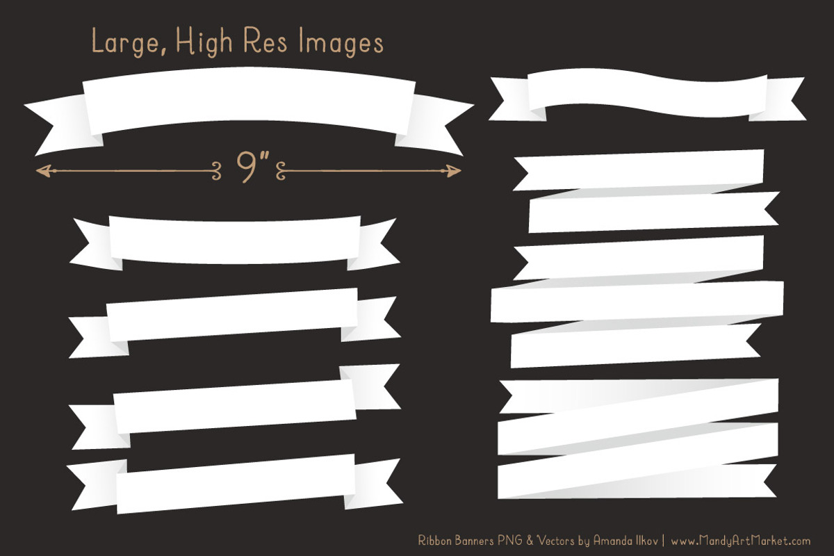White Ribbon Banner Clipart, an Illustration by Amanda Ilkov (Photo 3 of 4)