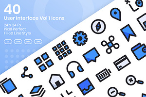 40 Interface Vol 1 - Filled Line, an Outline Icon by Kmg Design