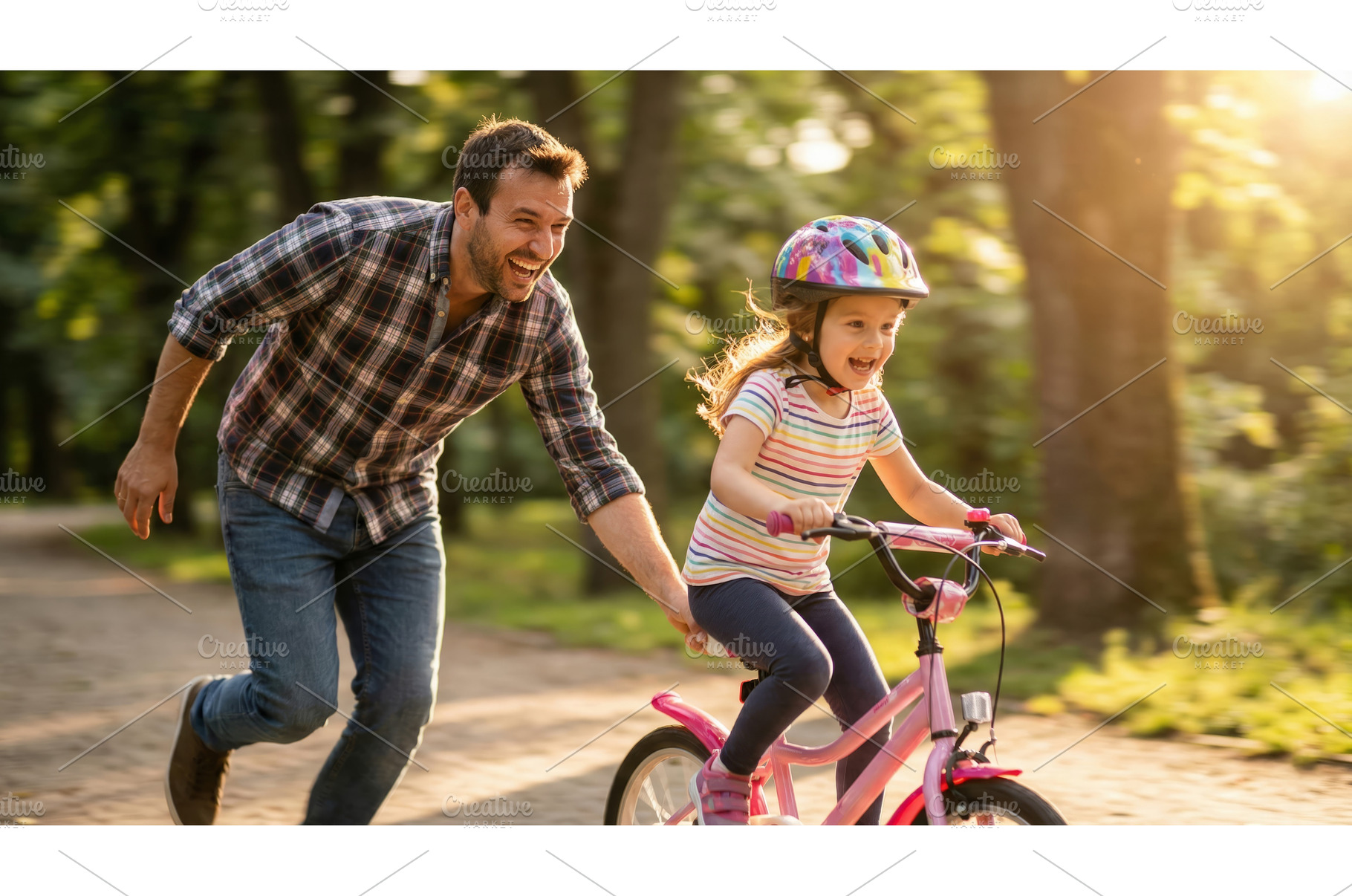Dad Daughter Bike Fun, a Nature Photo by CREATIVEDEF
