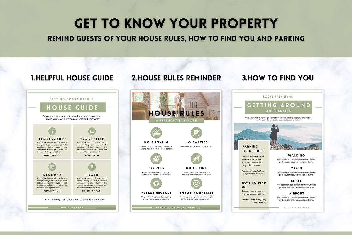 Airbnb Welcome Book Template, a Poster Template by Templatables (Photo 4 of 12)