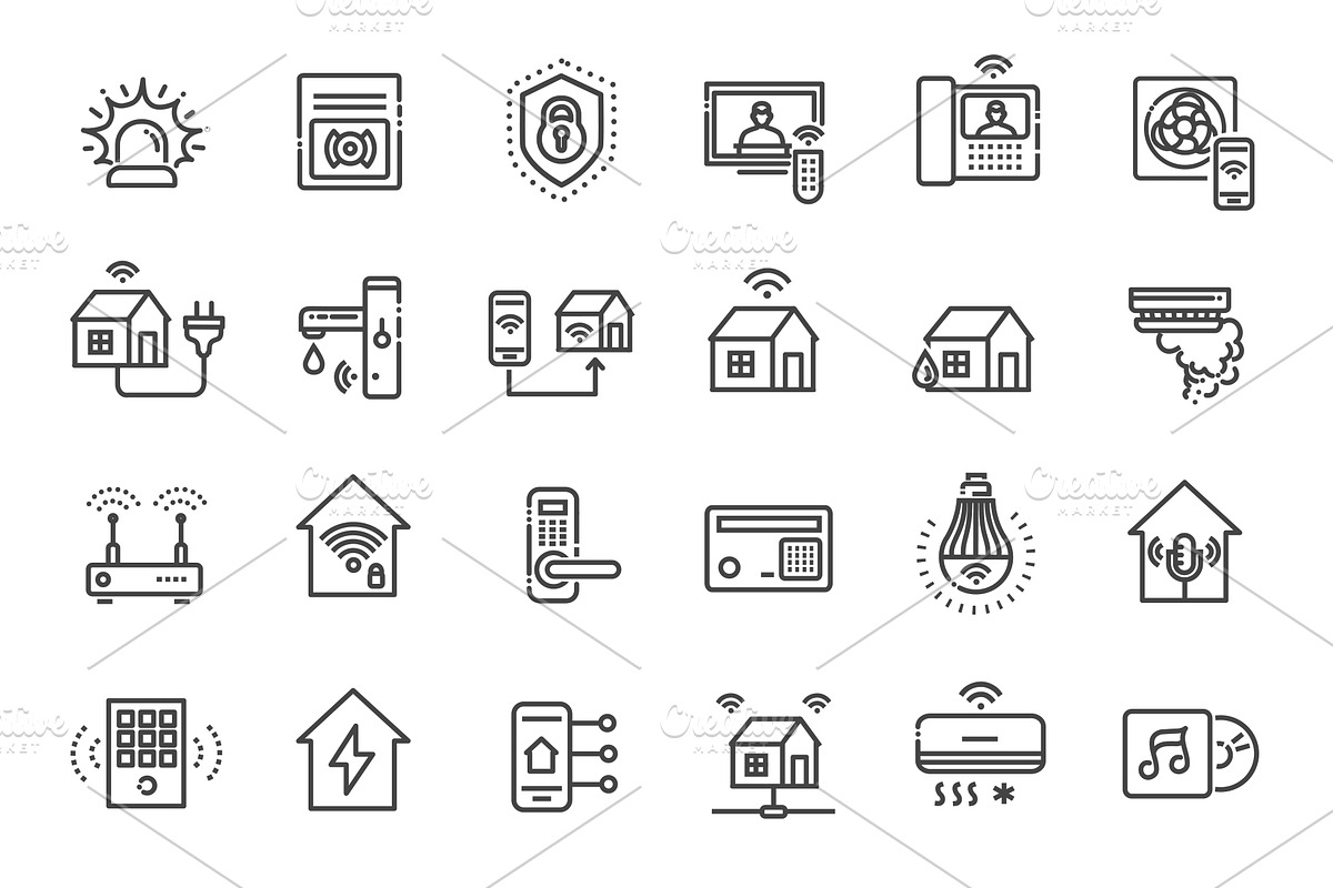 Domotics outline vector icons, an Outline Icon by Tettygreen (Photo 2 of 2)