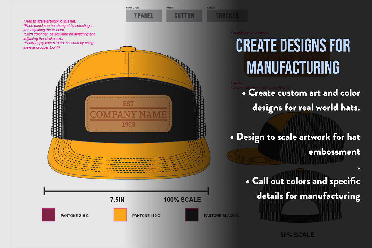 Hat Template - 7 Panel Hat, a Hat Mockup by Template Haven (Photo 7 of 10)