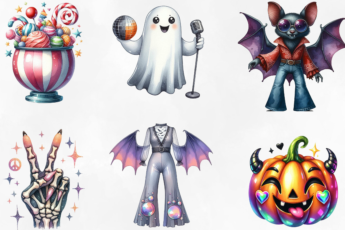 Disco Halloween Sublimation Clipart, an Illustration by Designking (Photo 3 of 4)