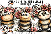 Quirky Spring Bee Clipart, an Illustration by OK Design (Thumbnail 1 of 6)