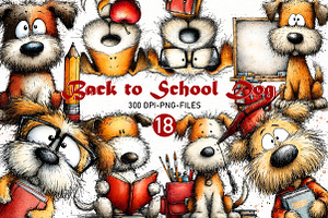 Cute Back to School Dog Clipart, a Seasonal Illustration by Designworld