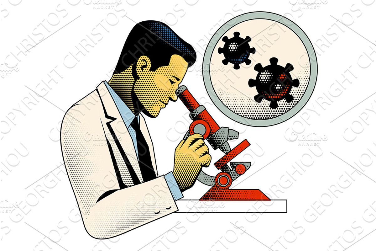 Scientist Microscope Retro Vintage, an Illustration by Christos Georghiou